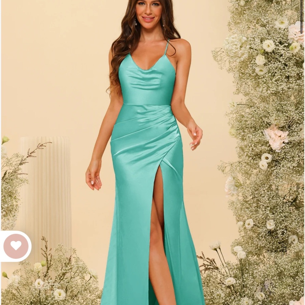 Chic turquoise  Maxi Dress with Slit
